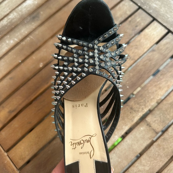 Christian Louboutin heels spike black leather shoes 39 - Picture 2 of 7